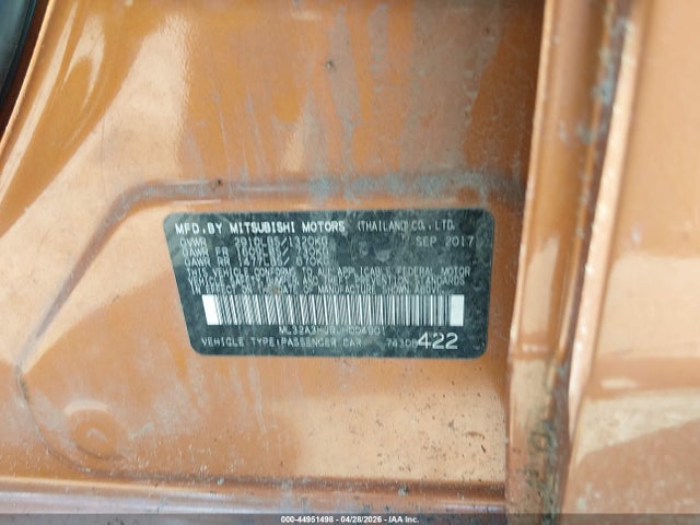 Aukcja sprzedaży 2018 Mitsubishi Mirage Es, vin: ML32A3HJ9JH004901, numer aukcji: 44951498