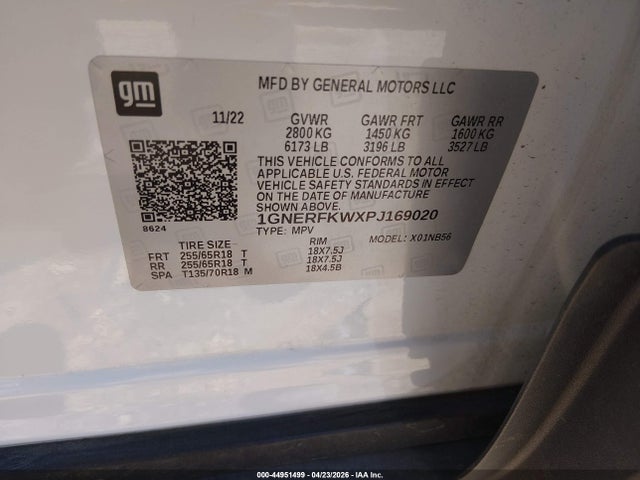 Aukcja sprzedaży 2023 Chevrolet Traverse Fwd Ls, vin: 1GNERFKWXPJ169020, numer aukcji: 44951499