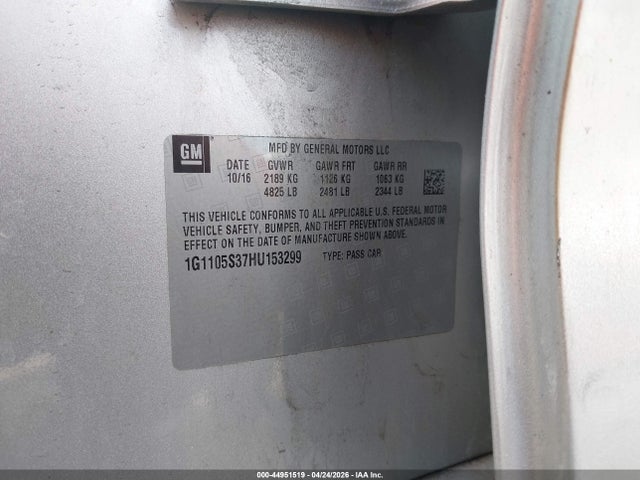 1G1105S37HU153299 Chevrolet IMPALA 1LT