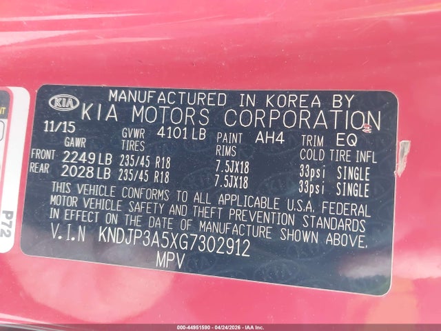 Aukcja sprzedaży 2016 Kia Soul +, vin: KNDJP3A5XG7302912, numer aukcji: 44951590