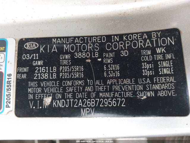 Aukcja sprzedaży 2011 Kia Soul +, vin: KNDJT2A26B7295672, numer aukcji: 44951626