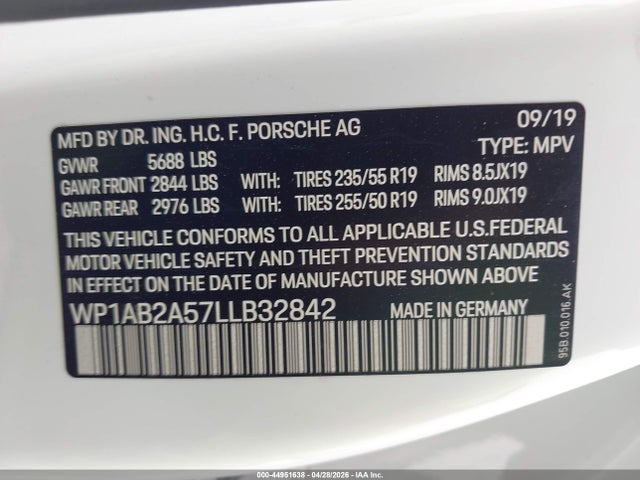 Продаж на аукціоні авто 2020 Porsche Macan S, vin: WP1AB2A57LLB32842, номер лоту: 44951638