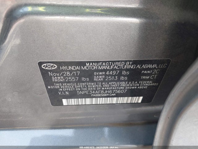 Aukcja sprzedaży 2018 Hyundai Sonata Limited, vin: 5NPE34AF8JH675607, numer aukcji: 44951675
