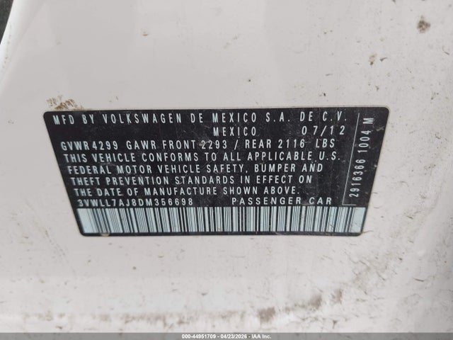Продаж на аукціоні авто 2013 Volkswagen Jetta 2.0l Tdi, vin: 3VWLL7AJ8DM356698, номер лоту: 44951709