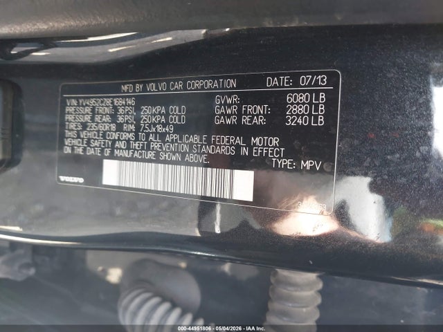 44951806 :رقم المزاد ، YV4952CZ8E1684146 vin ، 2014 Volvo Xc90 3.2 Platinum مزاد بيع