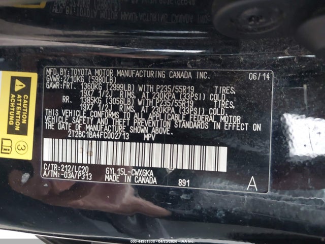 Продажа на аукционе авто 2015 Lexus Rx 450h, vin: 2T2BC1BA4FC002713, номер лота: 44951808