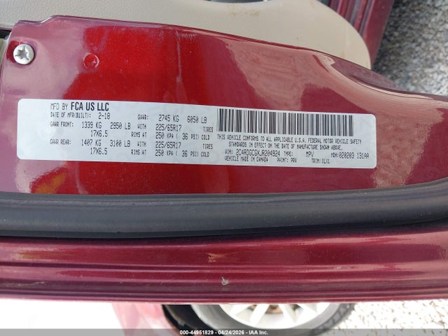 44951829 :رقم المزاد ، 2C4RDGCGXJR204924 vin ، 2018 Dodge Grand Caravan Sxt مزاد بيع