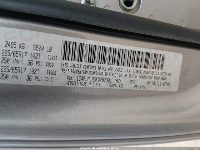 Продаж на аукціоні авто 2019 Jeep Cherokee Latitude Plus 4x4, vin: 1C4PJMLB5KD287301, номер лоту: 44951846