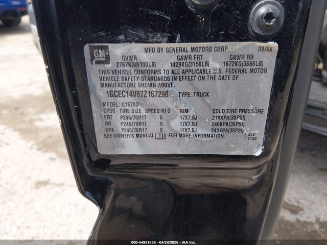 Продаж на аукціоні авто 2007 Chevrolet Silverado 1500 Classic Lt1, vin: 1GCEC14V87Z167298, номер лоту: 44951858