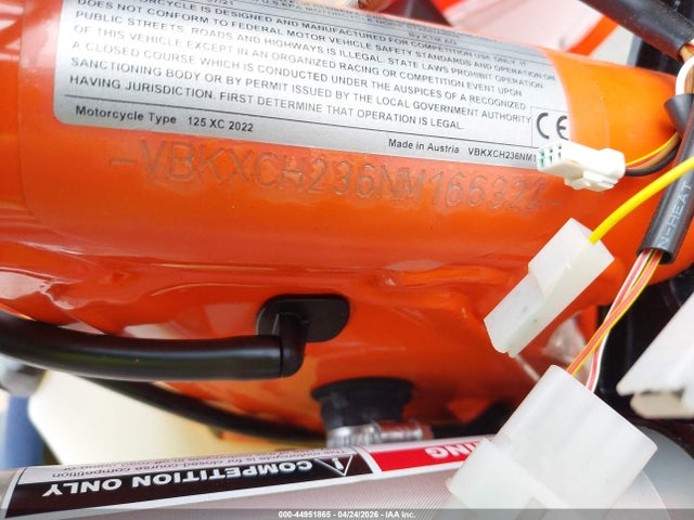 KTM 125 Xc 2022 VBKXCH236NM166324 Image 10