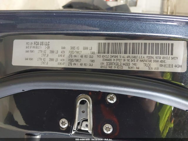 2020 Ram 1500 Classic Tradesman  4x4 5'7 Box მანქანა იყიდება აუქციონზე, vin: 3C6RR7KG6LG144269, აუქციონის ნომერი: 44951879