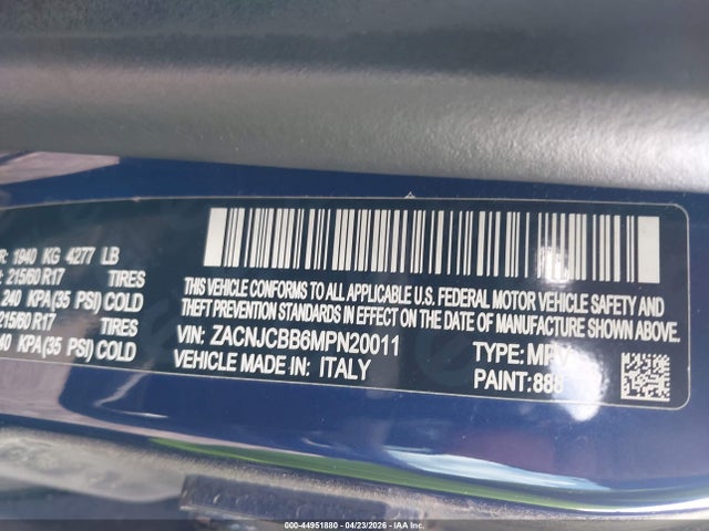 Продажа на аукционе авто 2021 Jeep Renegade Latitude Fwd, vin: ZACNJCBB6MPN20011, номер лота: 44951880