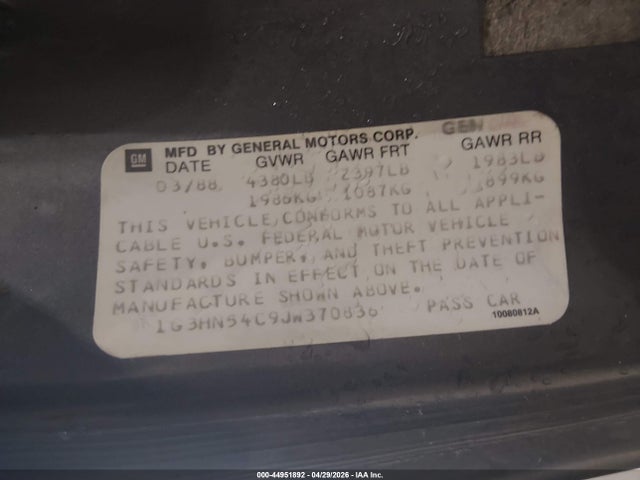 1988 Oldsmobile Delta 88 Royale მანქანა იყიდება აუქციონზე, vin: 1G3HN54C9JW370836, აუქციონის ნომერი: 44951892