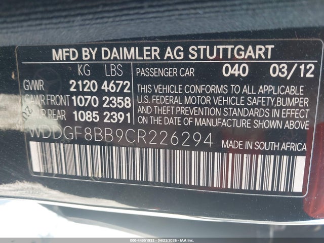 Продажа на аукционе авто 2012 Mercedes-benz C 300 Sport 4matic, vin: WDDGF8BB9CR226294, номер лота: 44951933