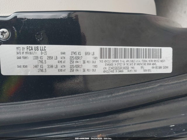 Продажа на аукционе авто 2016 Dodge Grand Caravan Se, vin: 2C4RDGBG5GR100268, номер лота: 44951946