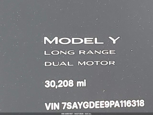 2023 Tesla Model Y Awd/long Range Dual Motor All-wheel Drive მანქანა იყიდება აუქციონზე, vin: 7SAYGDEE9PA116318, აუქციონის ნომერი: 44951957