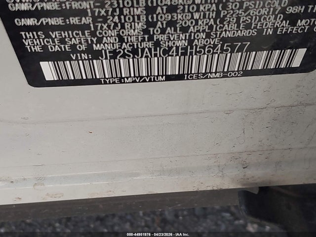 Aukcja sprzedaży 2015 Subaru Forester 2.5i Limited, vin: JF2SJAHC4FH564577, numer aukcji: 44951976