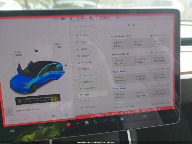 2020 Tesla Model 3 მანქანა იყიდება აუქციონზე, vin: 5YJ3E1EA4LF598007, აუქციონის ნომერი: 44951983