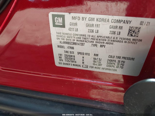 Aukcja sprzedaży 2021 Buick Encore Gx Fwd Preferred, vin: KL4MMBS23MB147207, numer aukcji: 44952076