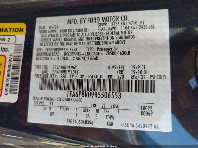 1FA6P8R09R5506553 Ford Mustang Dark Horse Fastback