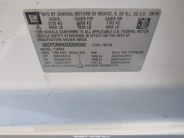 44952147 :رقم المزاد ، 3GCPCREH2EG558380 vin ، 2014 Chevrolet Silverado 1500 1lt مزاد بيع