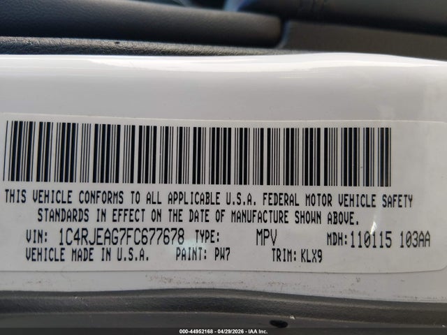 Продажа на аукционе авто 2015 Jeep Grand Cherokee Altitude, vin: 1C4RJEAG7FC677678, номер лота: 44952168
