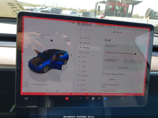 2022 Tesla Model Y Long Range Dual Motor All-wheel Drive მანქანა იყიდება აუქციონზე, vin: 7SAYGAEE0NF393129, აუქციონის ნომერი: 44952210
