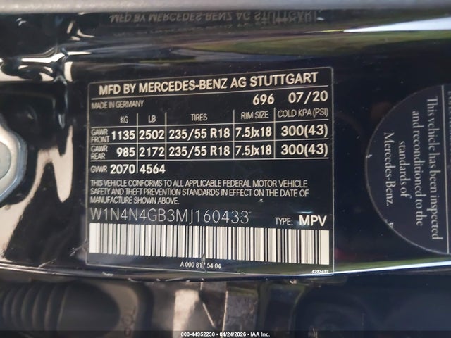 W1N4N4GB3MJ160433 Mercedes-Benz GLA