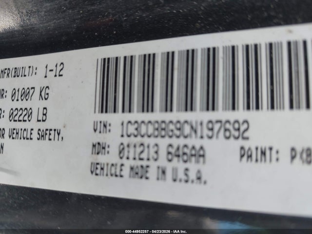 44952257 :رقم المزاد ، 1C3CCBBG9CN197692 vin ، 2012 Chrysler 200 Touring مزاد بيع