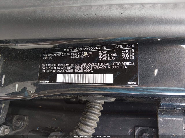 2015 Volvo V60 T5 Platinum მანქანა იყიდება აუქციონზე, vin: YV140MEM6F1220602, აუქციონის ნომერი: 44952300