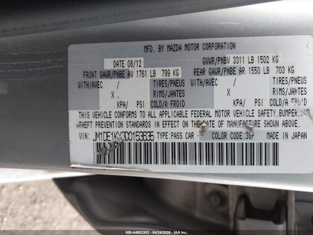 Aukcja sprzedaży 2013 Mazda Mazda2 Sport, vin: JM1DE1KY3D0153635, numer aukcji: 44952302