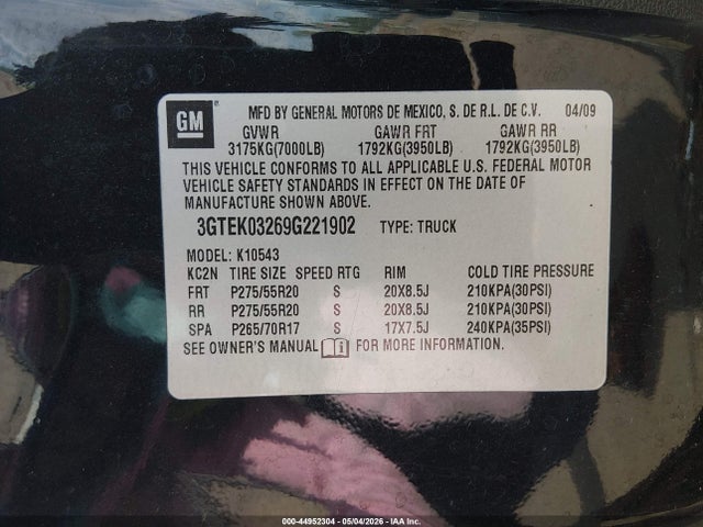 Продаж на аукціоні авто 2009 Gmc Sierra 1500 Denali, vin: 3GTEK03269G221902, номер лоту: 44952304
