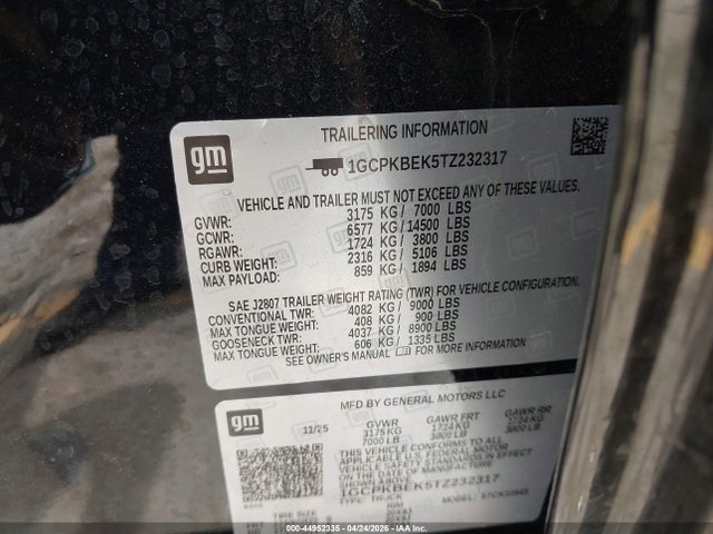 Продажа на аукционе авто 2026 Chevrolet Silverado 1500 Custom, vin: 1GCPKBEK5TZ232317, номер лота: 44952335