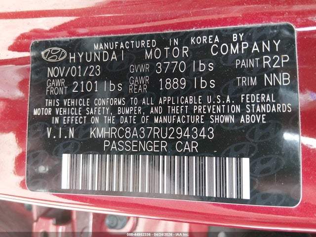 Продажа на аукционе авто 2024 Hyundai Venue Limited, vin: KMHRC8A37RU294343, номер лота: 44952336