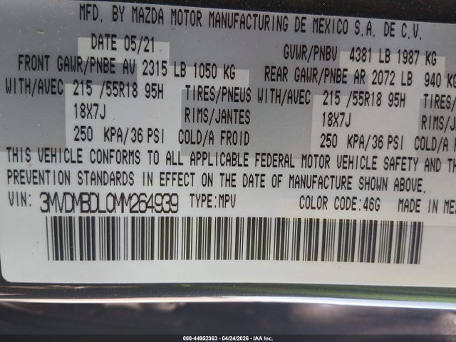 Продаж на аукціоні авто 2021 Mazda Cx-30 Premium, vin: 3MVDMBDL0MM264939, номер лоту: 44952363