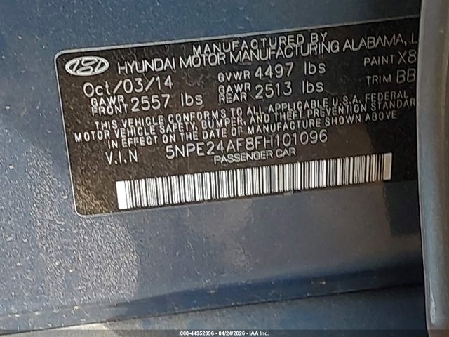 Продаж на аукціоні авто 2015 Hyundai Sonata Se, vin: 5NPE24AF8FH101096, номер лоту: 44952396