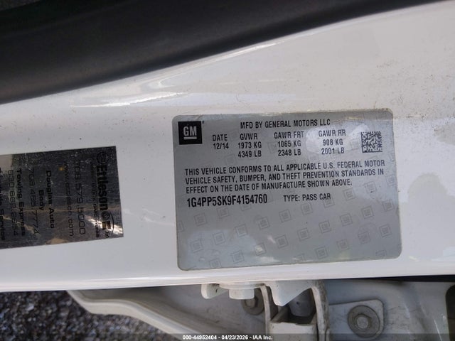 44952404 :رقم المزاد ، 1G4PP5SK9F4154760 vin ، 2015 Buick Verano مزاد بيع