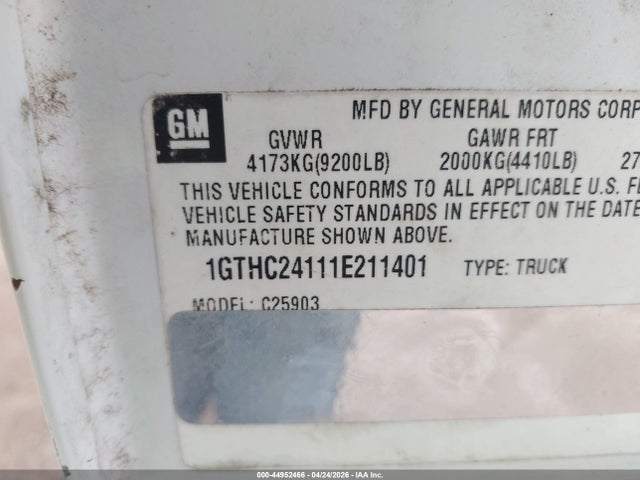 44952466 :رقم المزاد ، 1GTHC24111E211401 vin ، 2001 Gmc Sierra 2500hd Sle مزاد بيع