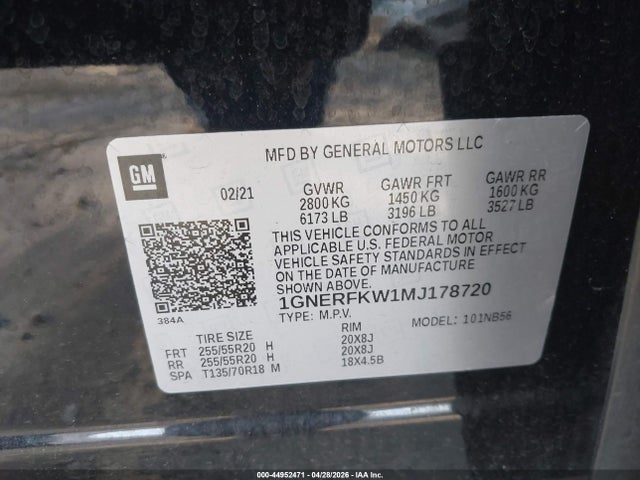 1GNERFKW1MJ178720 Chevrolet Traverse Fwd Ls