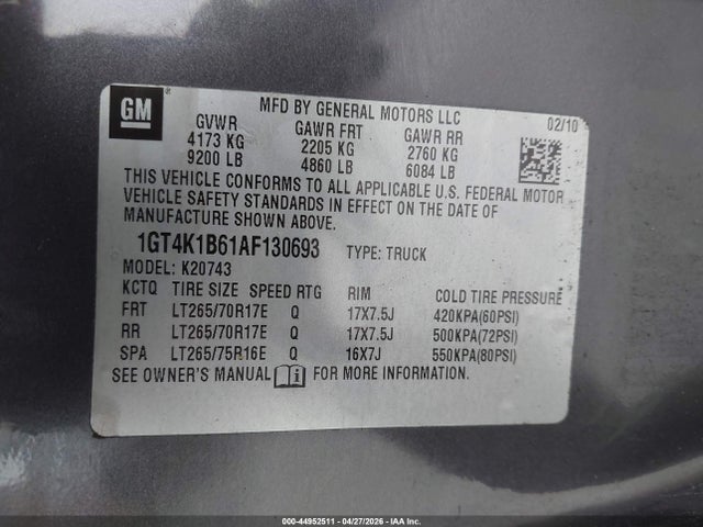 Продаж на аукціоні авто 2010 Gmc Sierra 2500hd Slt, vin: 1GT4K1B61AF130693, номер лоту: 44952511