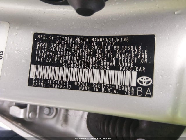 Toyota COROLLA LE 2018 5YFBURHE5JP770526 Image 9