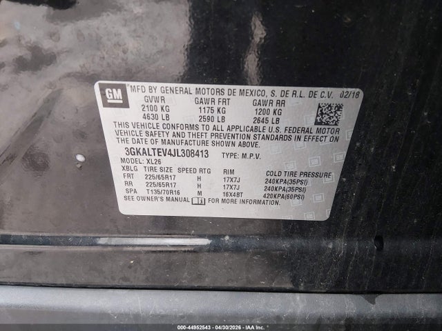 Продаж на аукціоні авто 2018 Gmc Terrain Sle, vin: 3GKALTEV4JL308413, номер лоту: 44952543