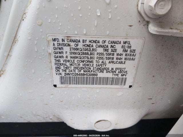 Продажа на аукционе авто 2008 Acura Mdx Technology Package, vin: 2HNYD28488H530860, номер лота: 44952563