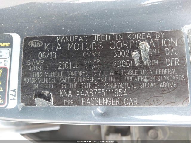 Продажа на аукционе авто 2014 Kia Forte Ex, vin: KNAFX4A87E5111654, номер лота: 44952588