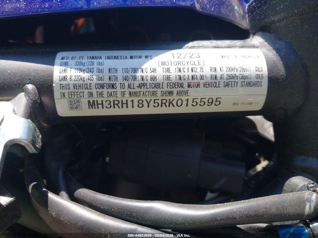 Aukcja sprzedaży 2024 Yamaha Yzfr3 A, vin: MH3RH18Y5RK015595, numer aukcji: 44952608