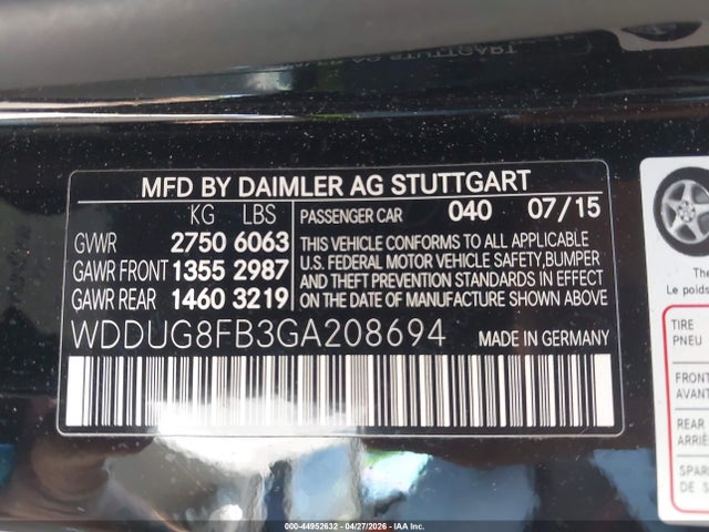 2016 Mercedes-benz S 550 4matic მანქანა იყიდება აუქციონზე, vin: WDDUG8FB3GA208694, აუქციონის ნომერი: 44952632