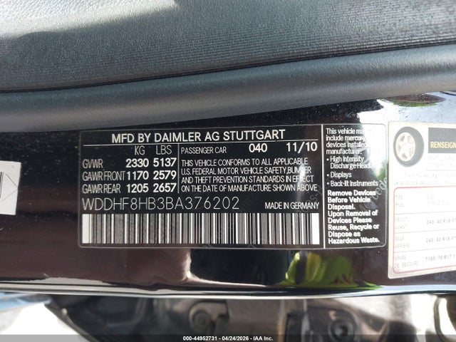 Продажа на аукционе авто 2011 Mercedes-benz E 350 4matic, vin: WDDHF8HB3BA376202, номер лота: 44952731