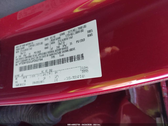 Ford F-150 Xlt 2018 1FTEW1EG3JFD02784 Image 9