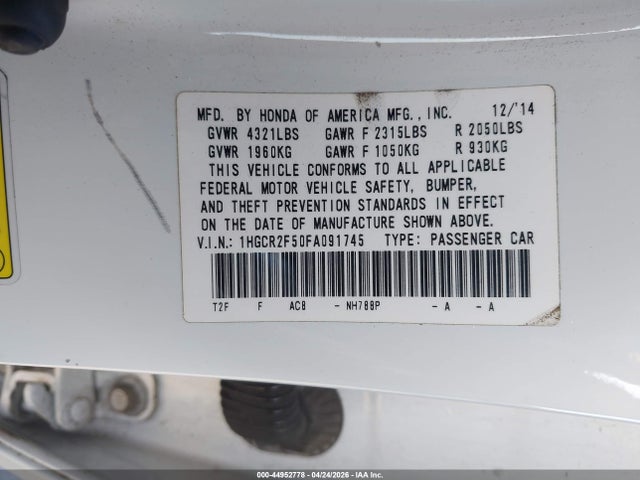 1HGCR2F50FA091745 Honda Accord Sport
