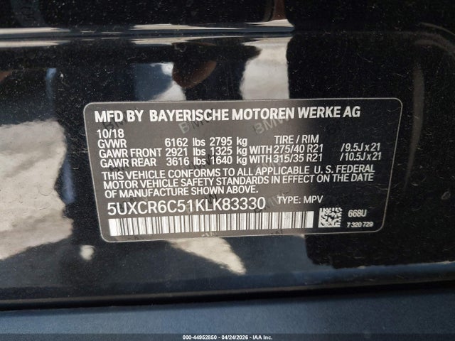 Aukcja sprzedaży 2019 Bmw X5 Xdrive40i, vin: 5UXCR6C51KLK83330, numer aukcji: 44952850